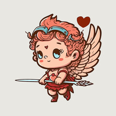 little cupid with hearts, valentine illustration