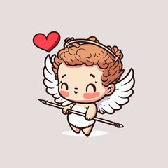 little cupid with hearts, valentine illustration
