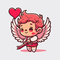 little cupid with hearts, valentine illustration