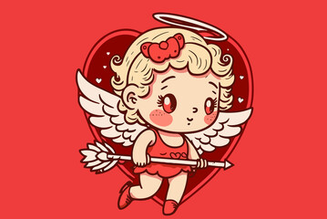 illustration of a cute valentine's cupid