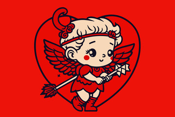 illustration of a cute valentine's cupid