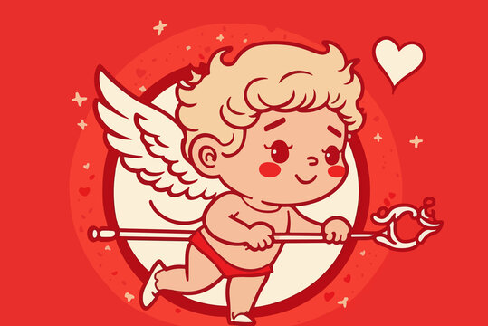 illustration of a cute valentine's cupid