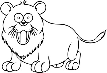coloring page, saber-toothed tiger cartoon
