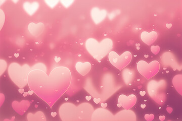 Pink background of hearts floating in the air