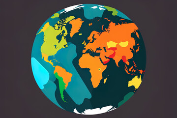 Obraz premium globe with a world map illustration global map icon in isolation. depicted in a cartoon. Generative AI