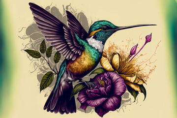 Hand-drawn Hummingbird
