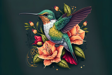 Cute hummingbird illustration