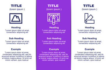 Graphic design Plan infographic design Business infographic template with heading, subheading, example and icons steps or processes.