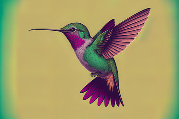 Fototapeta premium Hummingbird fly detail illustration
