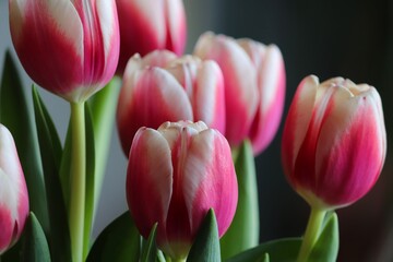 Tulpen blühen in pink und weiß
