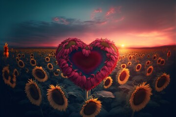 Heart shape in beautiful nature. Generative Ai