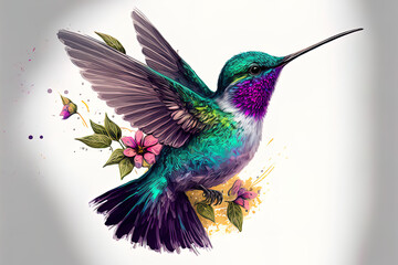 Colorful hummingbird illustration