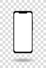 Smartphone frameless blank screen perspective view standing on the corner - isolated on white background vector eps 10