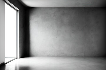 Grey colored concrete walls, a loft style environment, and the minimalism idea. Generative AI