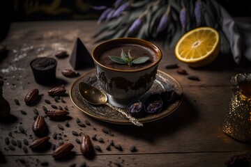 Obraz na płótnie Canvas Turkish Coffee with Lavender
