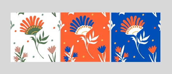 Fototapeta na wymiar Vector seamless pattern with doodle flowers, Ukrainian folk motifs, cute background for textiles, banners, pillows, etc.