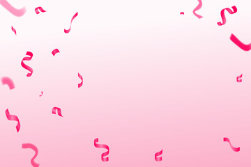 Pink confetti isolated on transparent background. Festive template illustration