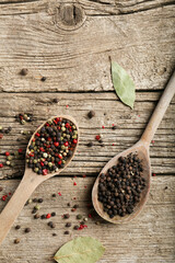 Pepper peas on wooden background