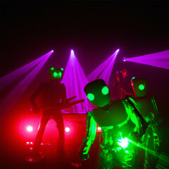 Fototapeta na wymiar Robot party purple lights