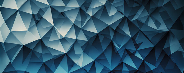 Abstract Delaunay Voronoi trianglify background illustration. Light to Dark Blue. Generative AI