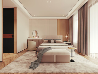 3d render of luxury hotel room