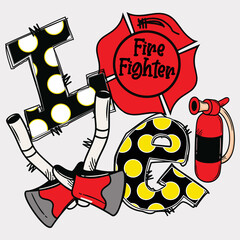 firefighter love vector and t-shirt design