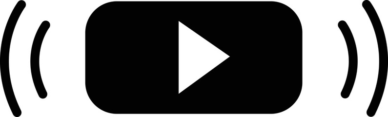 Video streaming icon, play button shape. Broadcasting pictogram vector illustration