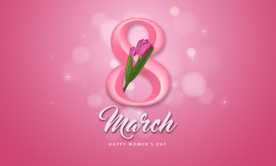 Fototapeta na wymiar happy womens day 8 march with pinky style