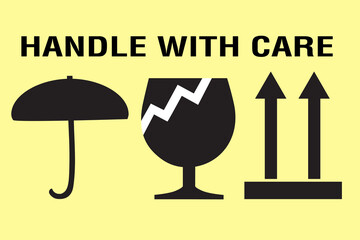 Shipping Stickers Illustration Fragile wide icons