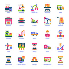 Industry icon pack for your website design, logo, app, and user interface. Industry icon flat design. Vector graphics illustration and editable stroke.