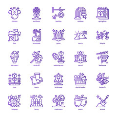 Springtime icon pack for your website design, logo, app, and user interface. Springtime icon basic line gradient design. Vector graphics illustration and editable stroke.