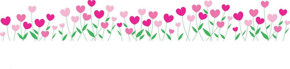 Fototapeta na wymiar Pink Heart Flowers Valentine Field 