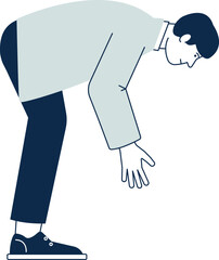 Bent over man icon. Person looking down © LadadikArt