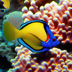 Naklejka na ściany i meble Beautiful tropical fish close to the reef