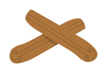 Dry cinnamon sticks. Aromatic spice for home baking and desserts. Illustration isolated design