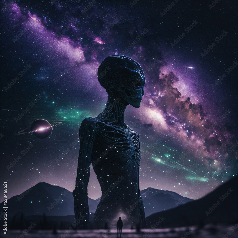 Canvas Prints extraterrestrial life alien. galaxy at night sky. designed using generative ai