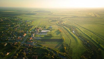 Sunrise over the old Romanian village