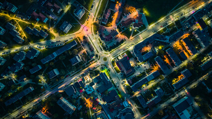 Architecture building aerial view, Aerial view from above of buildings and traffic in Vulcan,...