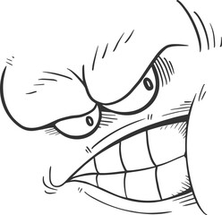 angry face line simple flat hand art illustration