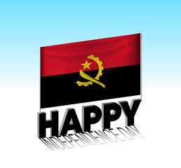 Angola independence day. Simple Angola flag and billboard in the sky. 3d lettering template. Ready special day design message.