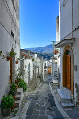 A narrow street among the old houses of Rapolla, a village in the province of Potenza in Italy.