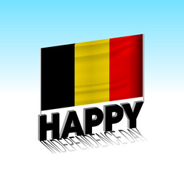 Fototapeta premium Belgium independence day. Simple Belgium flag and billboard in the sky. 3d lettering template. Ready special day design message.