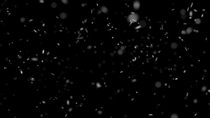 Obraz na płótnie Canvas White snow overlay layer on black background, snowflakes bokeh and snowfall for Christmas and holiday design.