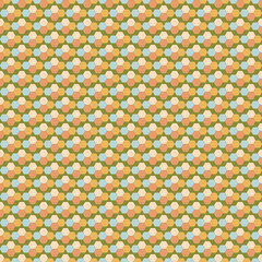 honeycomb colorful geometric with green background seamless repeat pattern