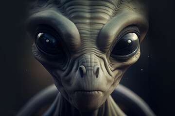 Scary alien with big eyes. Generative Ai
