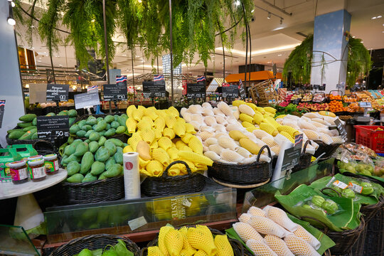 BANGKOK, THAILAND - CIRCA JANUARY, 2020: interior shot of Gourmet Market supermarket in Bangkok.