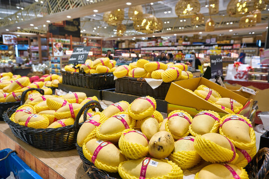 BANGKOK, THAILAND - CIRCA JANUARY, 2020: interior shot of Gourmet Market supermarket in Bangkok.