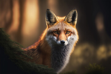  red fox in the florest, generative ai
