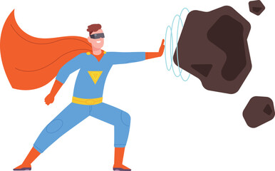 Man playing videogame in virtual reality. Superhero vr game