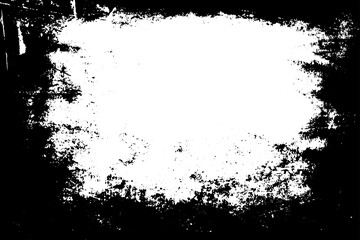 Grunge border vector texture background. Abstract frame overlay. Dirty and damaged backdrop. Vector graphic illustration with transparent white. EPS10.